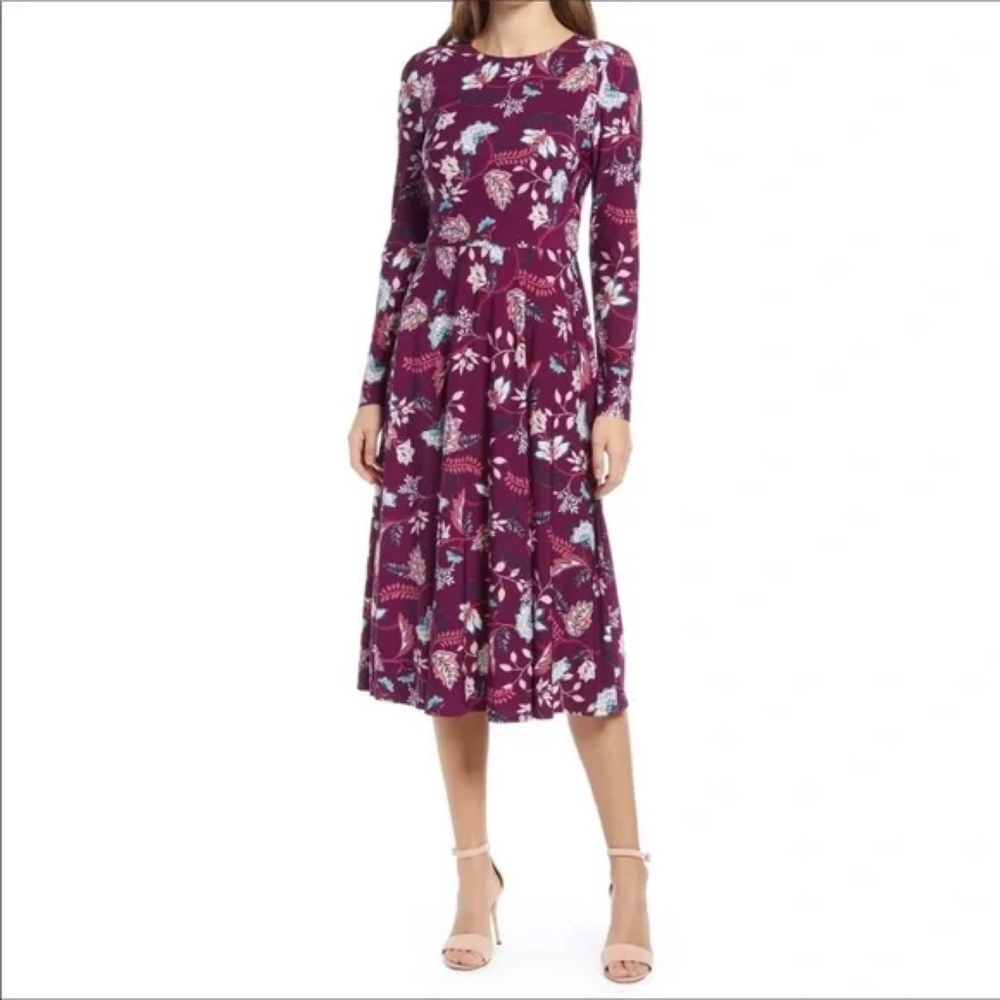 NEW Eliza J Floral Long Sleeve Jersey Dress Size 2